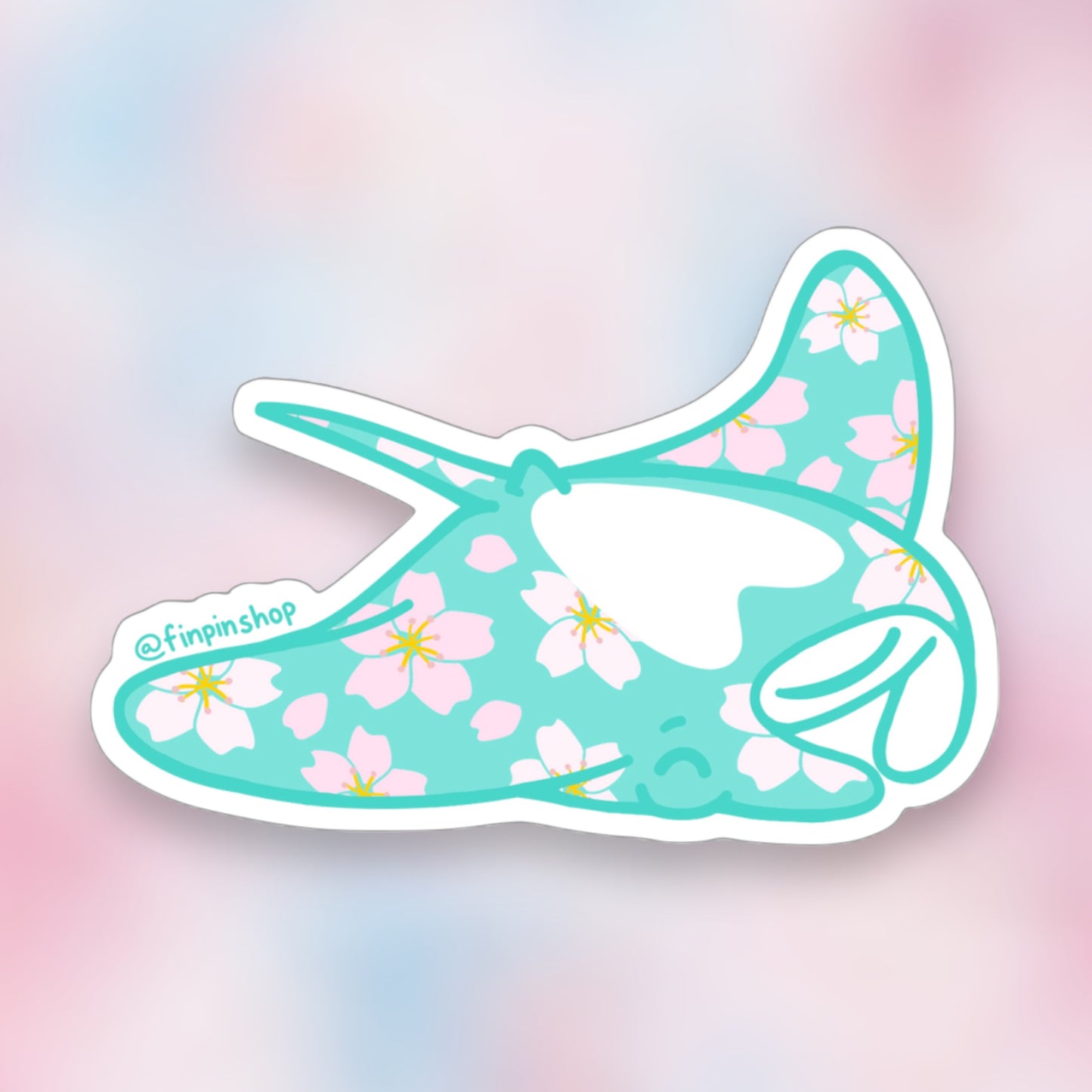 Cherry Blossom Manta Ray Sticker