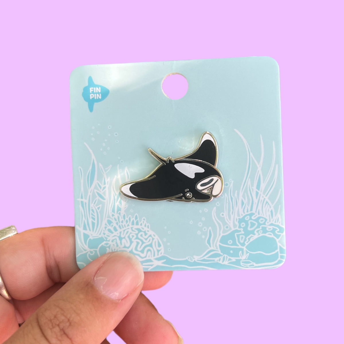 Manta ray enamel pin – Fin Pin Shop
