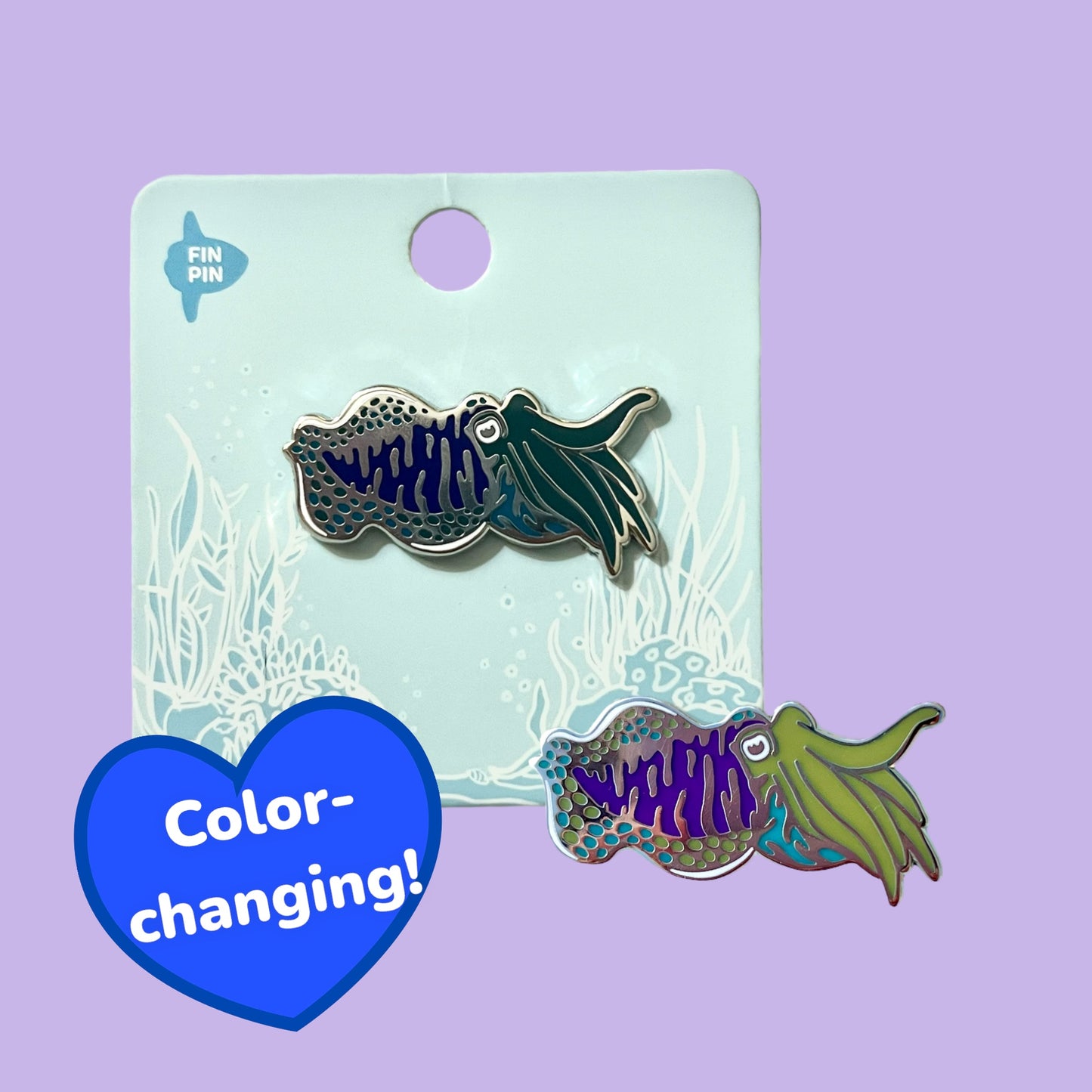 Cuttlefish color-changing enamel pin
