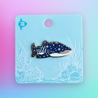 Celestial whale shark enamel pin