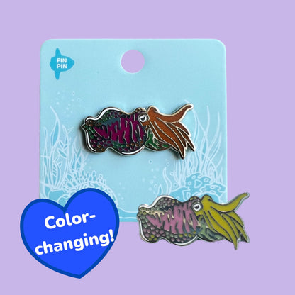 Cuttlefish color-changing enamel pin