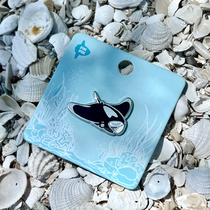 Manta ray enamel pin