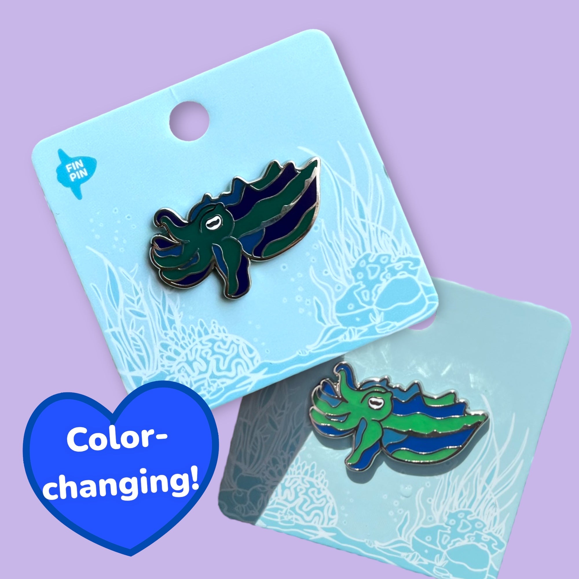 Flamboyant cuttlefish color-changing enamel pin – Fin Pin Shop
