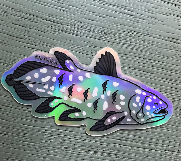 coelacanth sticker, holographic