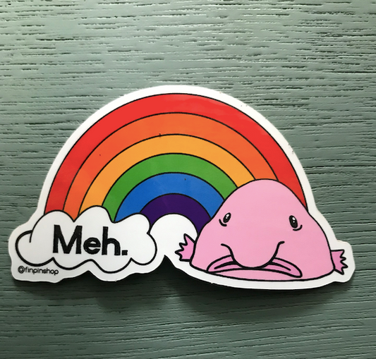 blobfish rainbow meh vinyl sticker