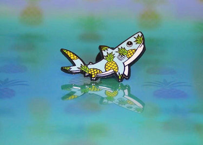 pineapple shark hard enamel pin