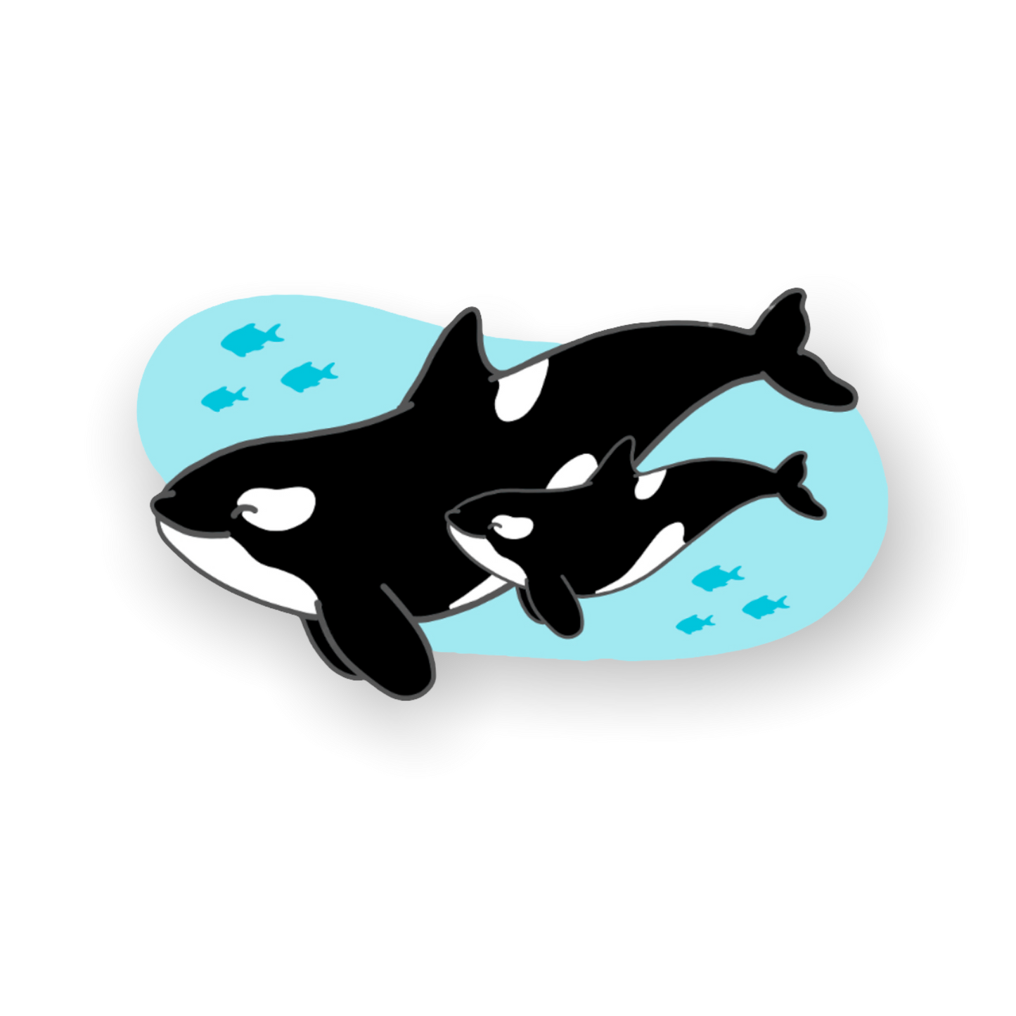 Orca mom and calf Sticker