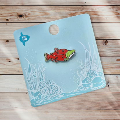 Sockeye salmon enamel pin