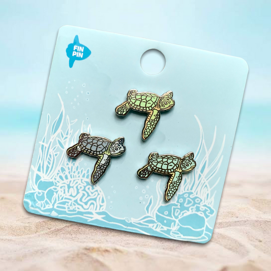 Green sea turtle hatchlings mini pin set