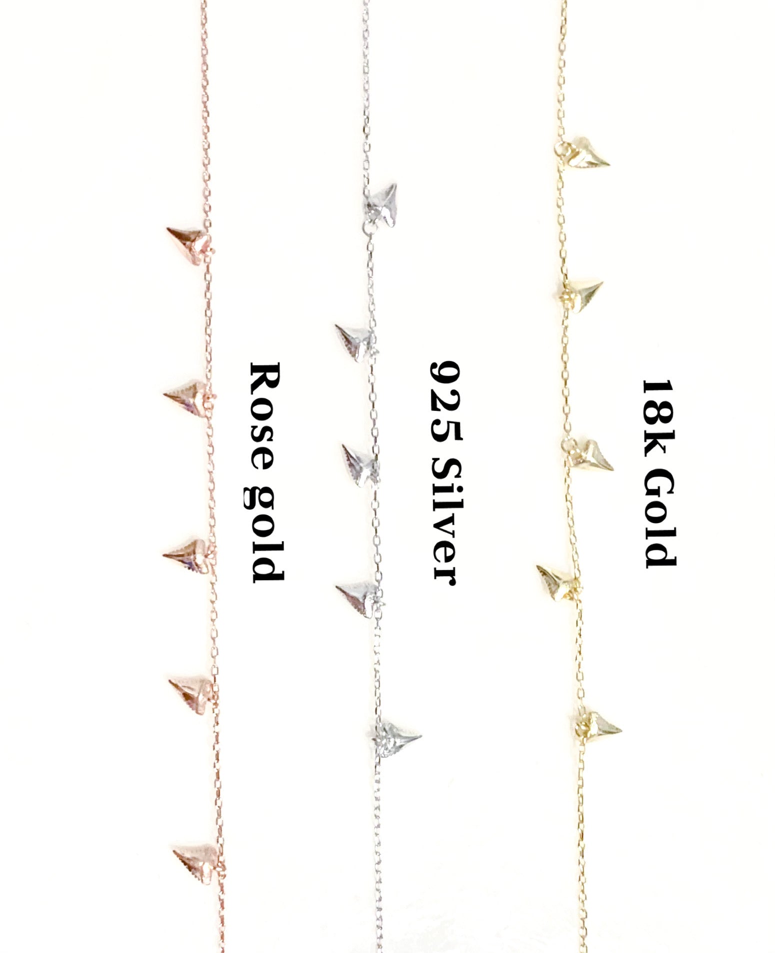 shark tooth anklet • rose gold
