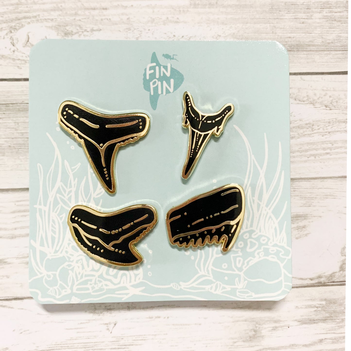 shark tooth i enamel pins • donation to saving the blue