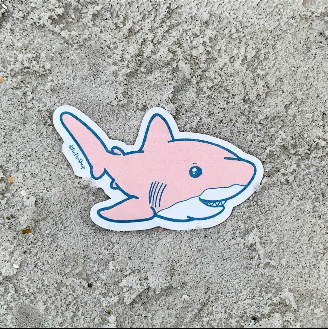 Pink chubby shark sticker – Fin Pin Shop
