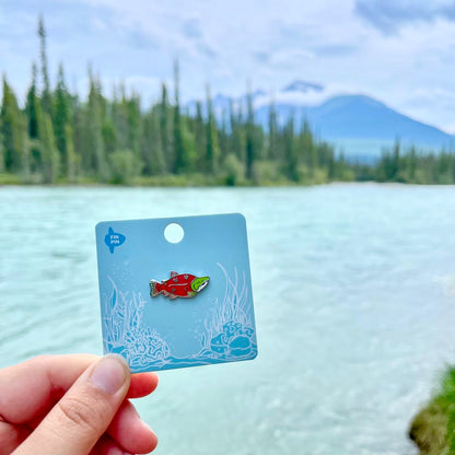 Sockeye salmon enamel pin