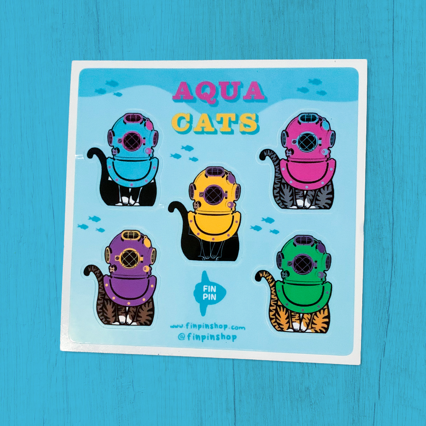 aquacats diver sticker sheet