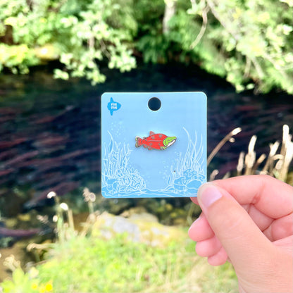 Sockeye salmon enamel pin