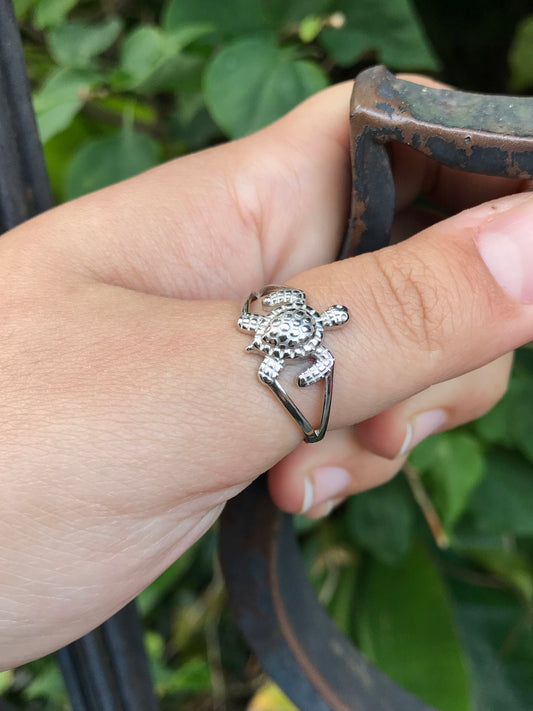 silver sea turtle ring