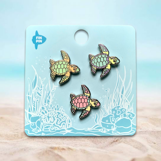 Loggerhead sea turtle hatchlings mini pin set