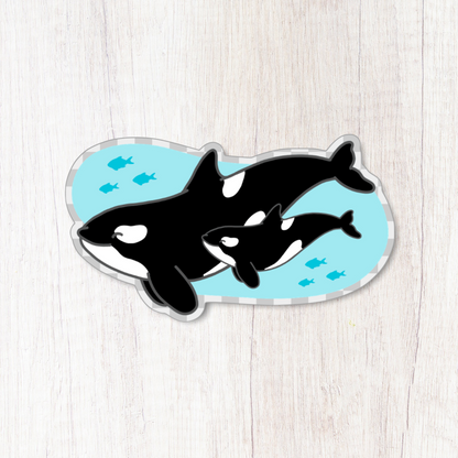 Orca mom and calf Sticker