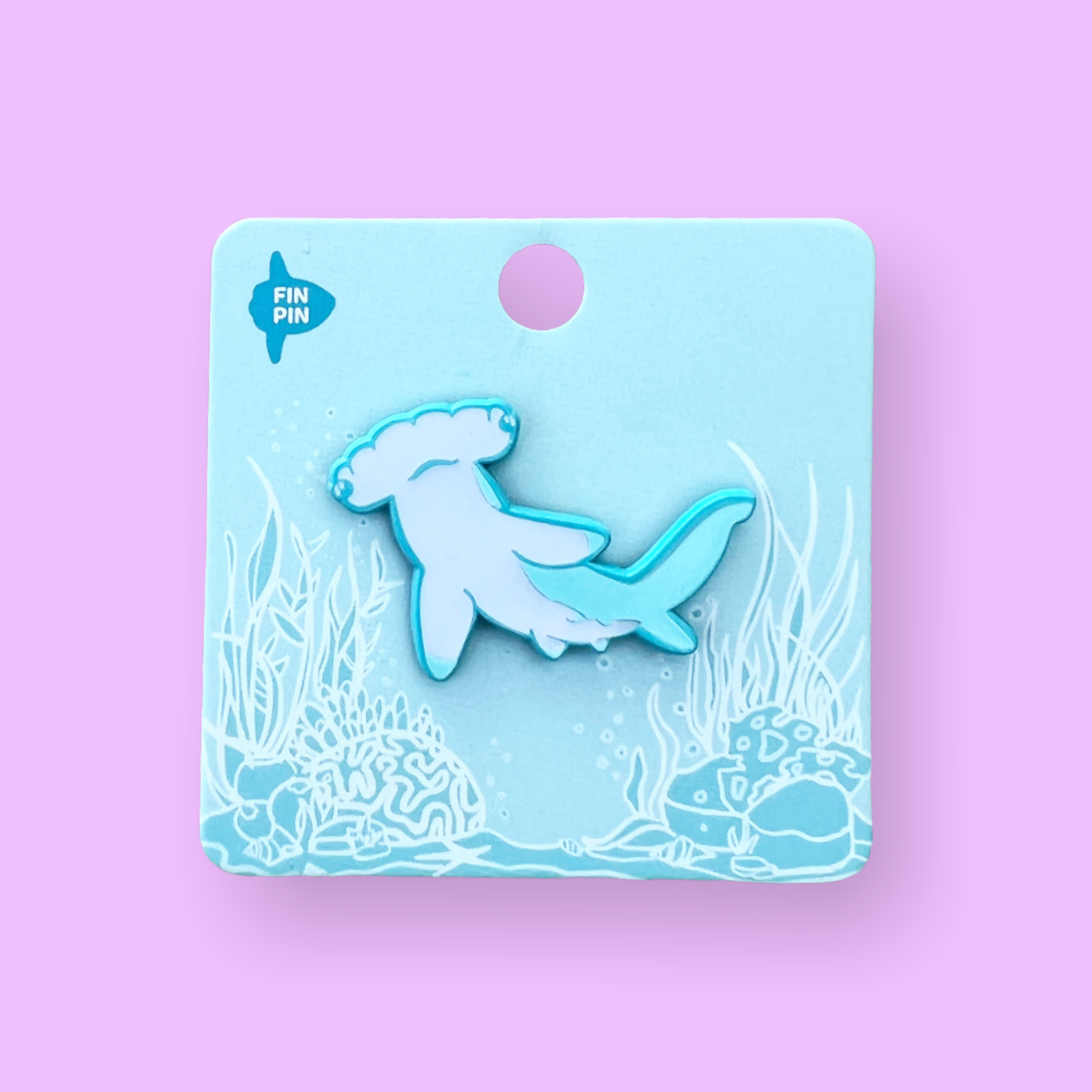 Hammerhead Shark blue dyed enamel pin