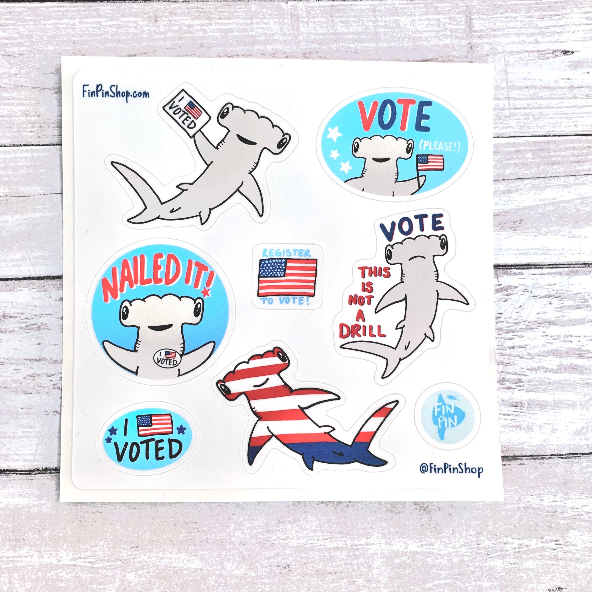 vote shark sticker sheet