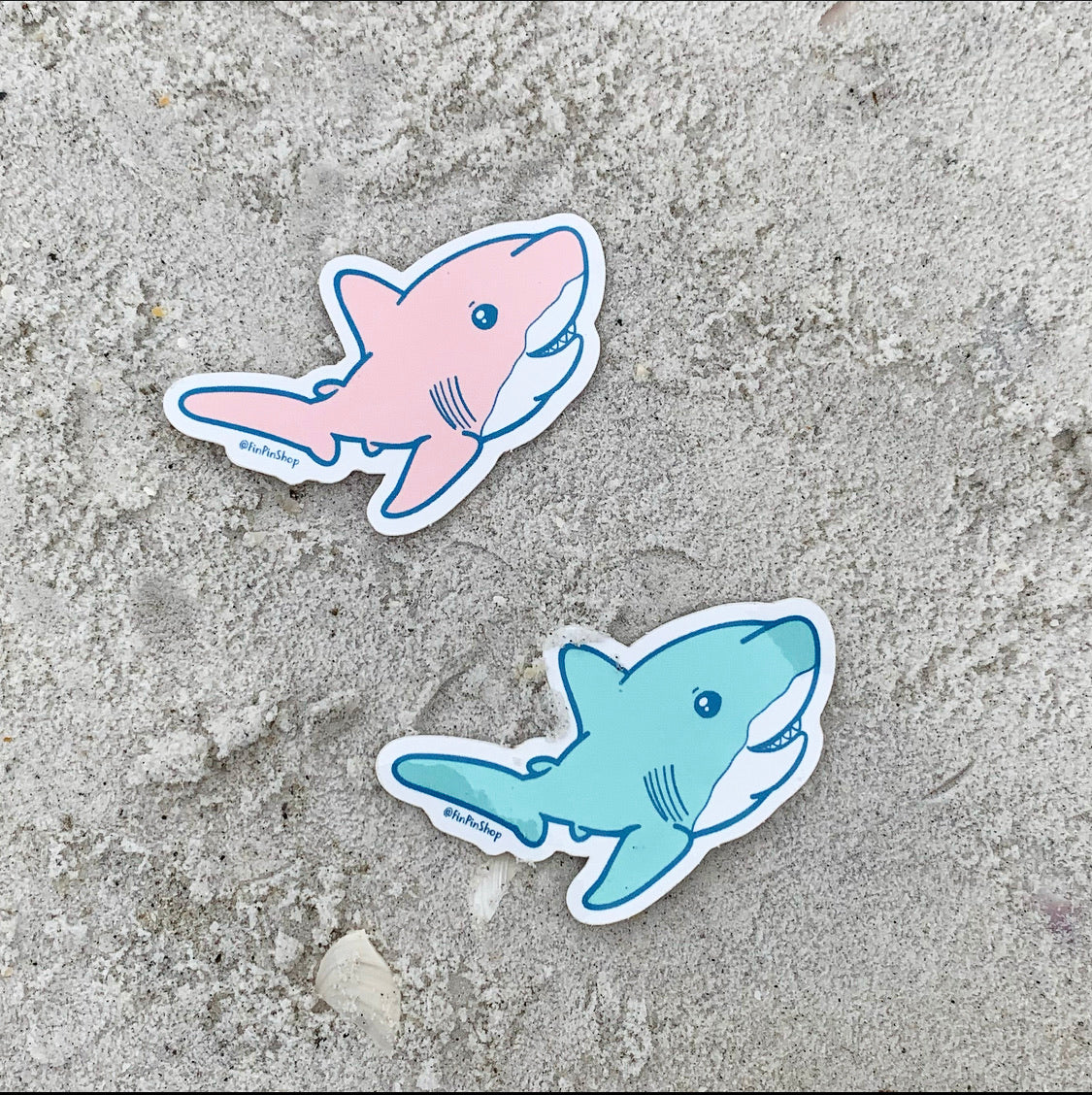 pink chubby shark sticker
