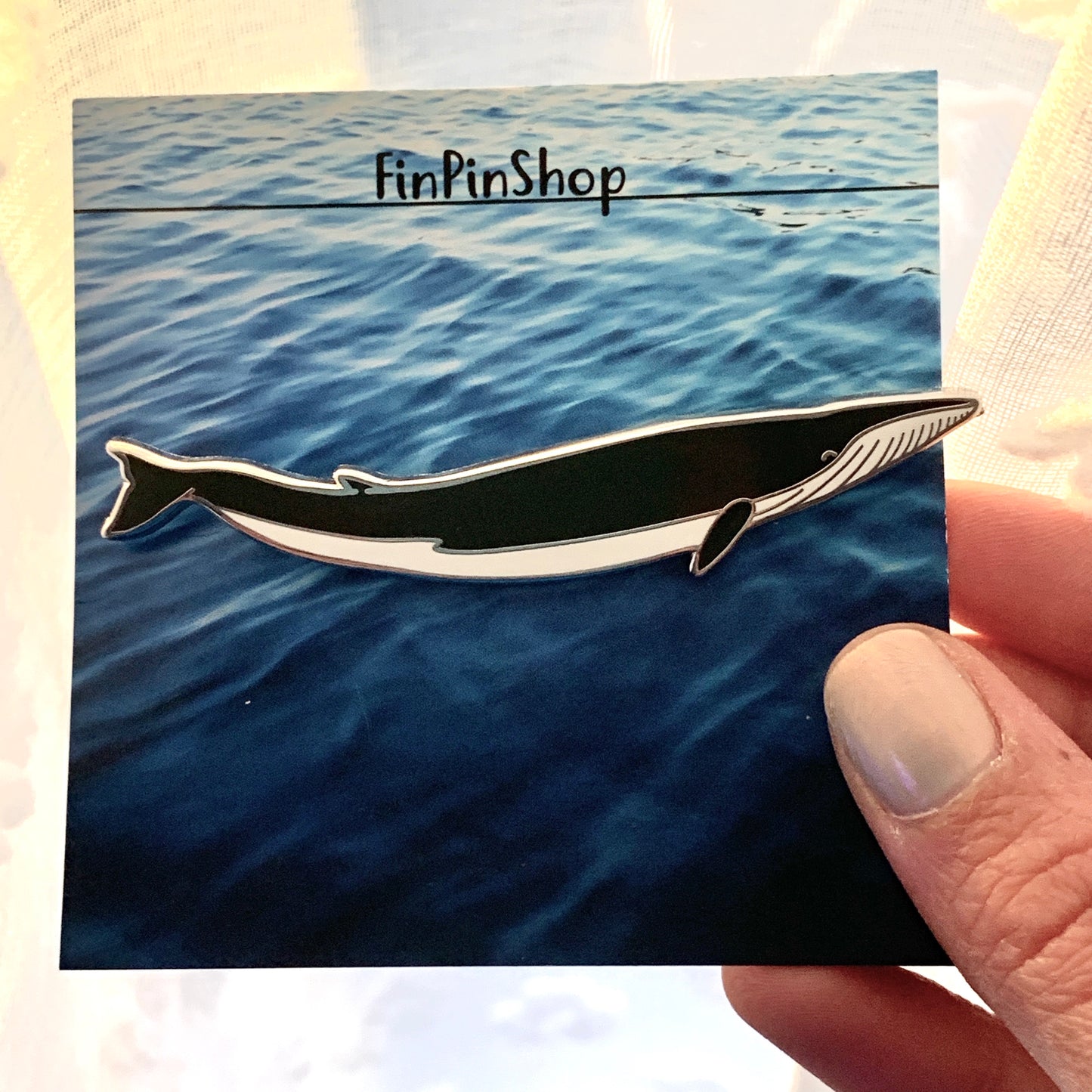 fin whale cetacean pin