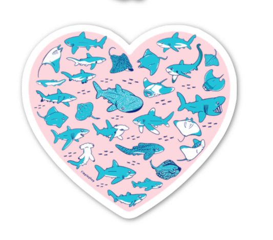 sharks and rays love sticker