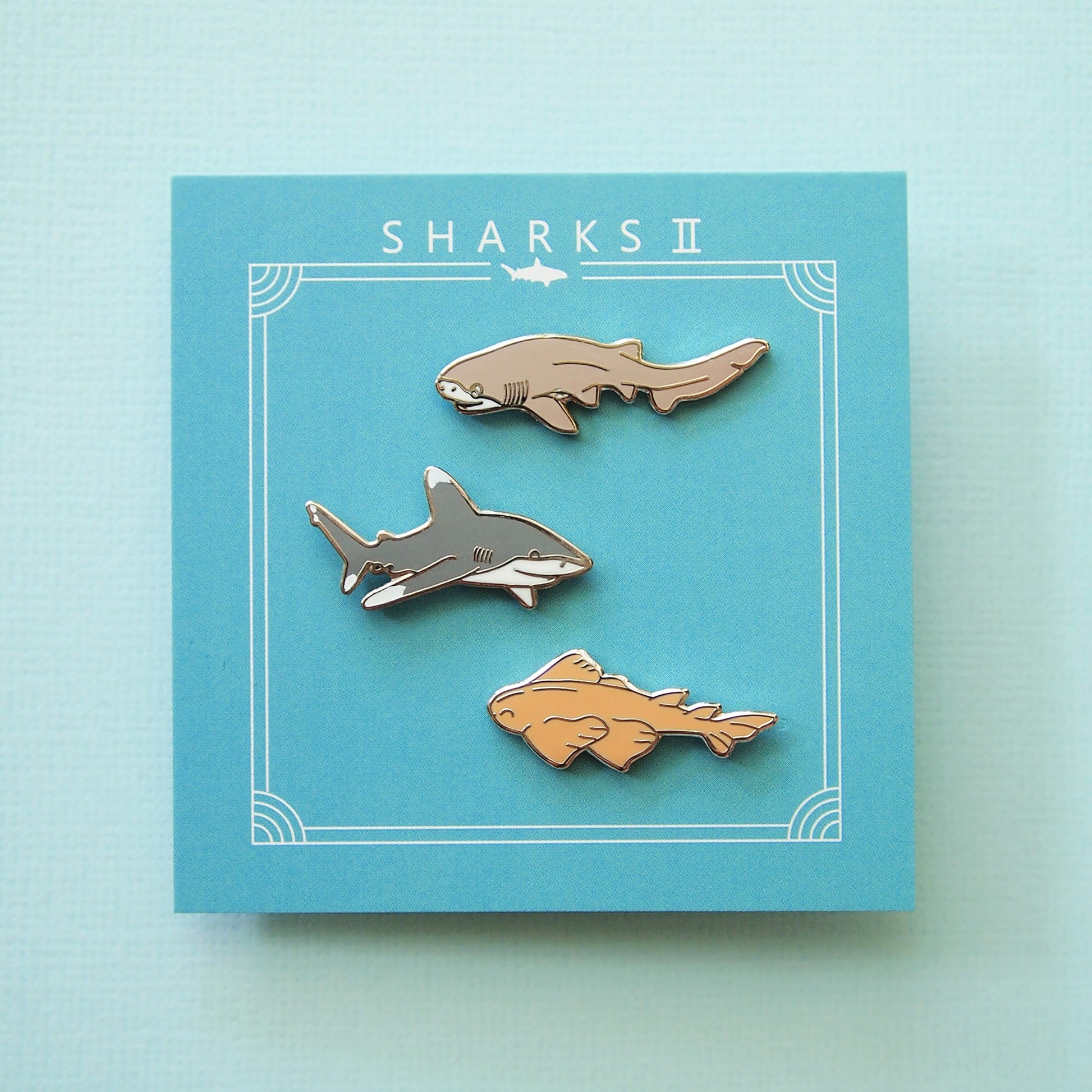 sharks ii pins set of 3 pins (six gill, oceanic, angel shark)
