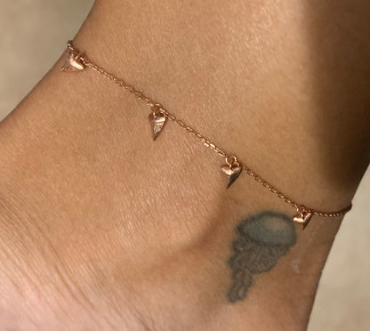 shark tooth anklet • rose gold