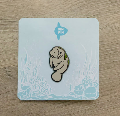 manatee enamel pin light green algae