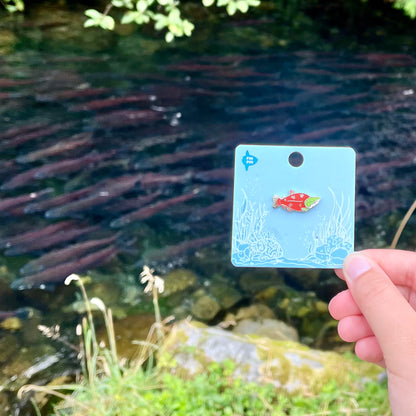 Sockeye salmon enamel pin