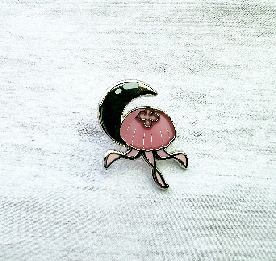pink moon jelly enamel pin