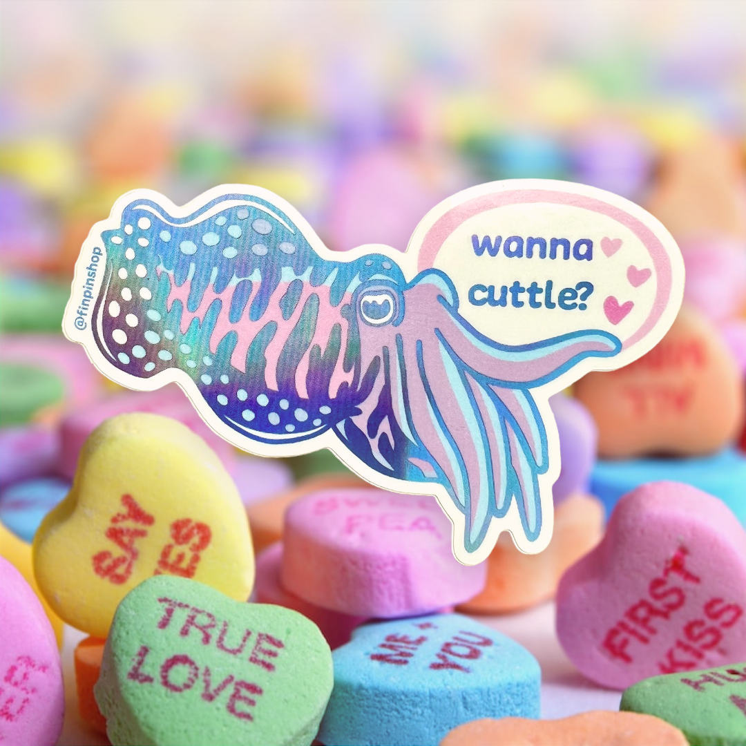 Wanna Cuttle? Cuttlefish Sticker – Fin Pin Shop