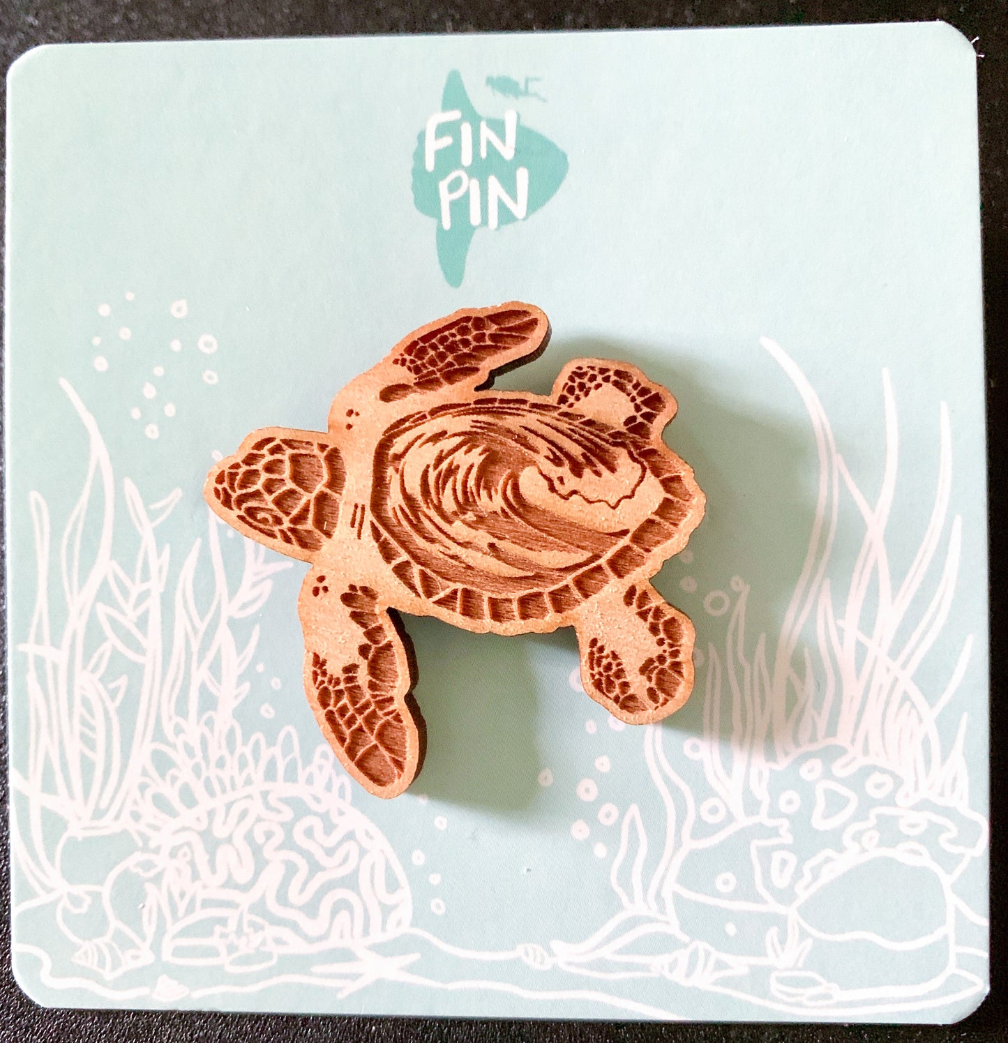 sea turtle eco-friendly wood pin • donation to sea turtle inc tx