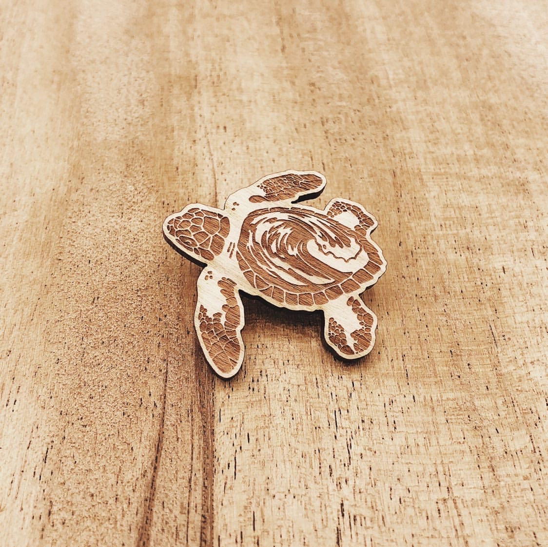 sea turtle eco-friendly wood pin • donation to sea turtle inc tx