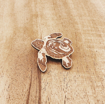 sea turtle eco-friendly wood pin • donation to sea turtle inc tx