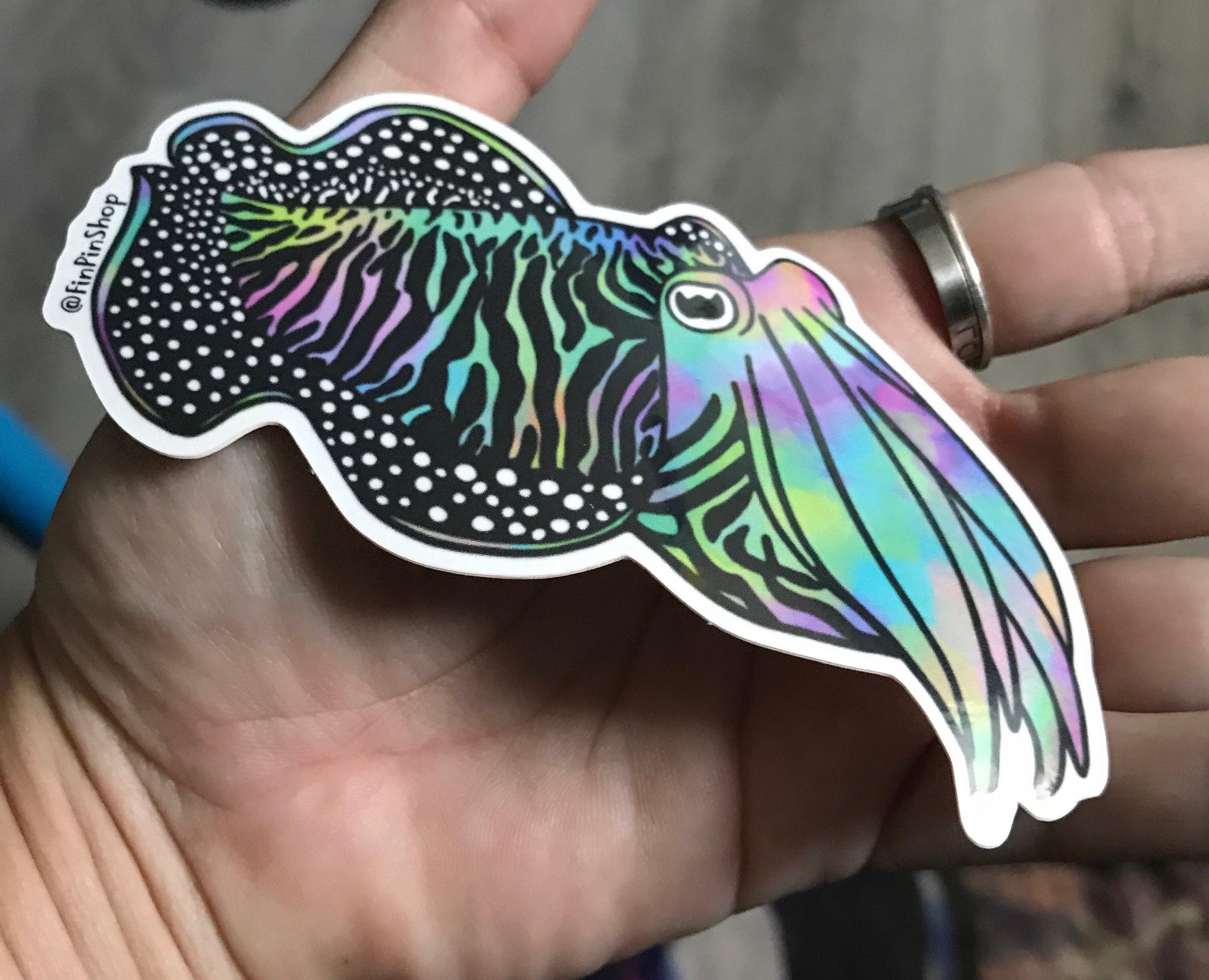 Rainbow Cuttlefish sticker – Fin Pin Shop