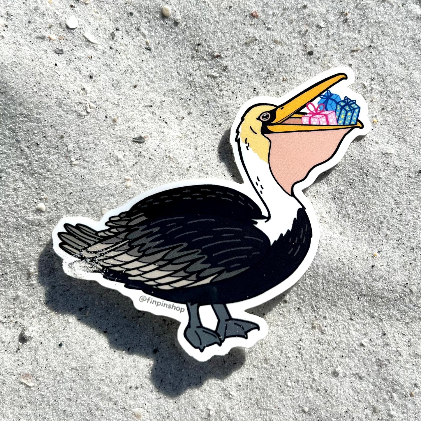 Holiday pelican sticker