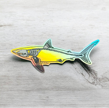 skeleton shark holographic sticker