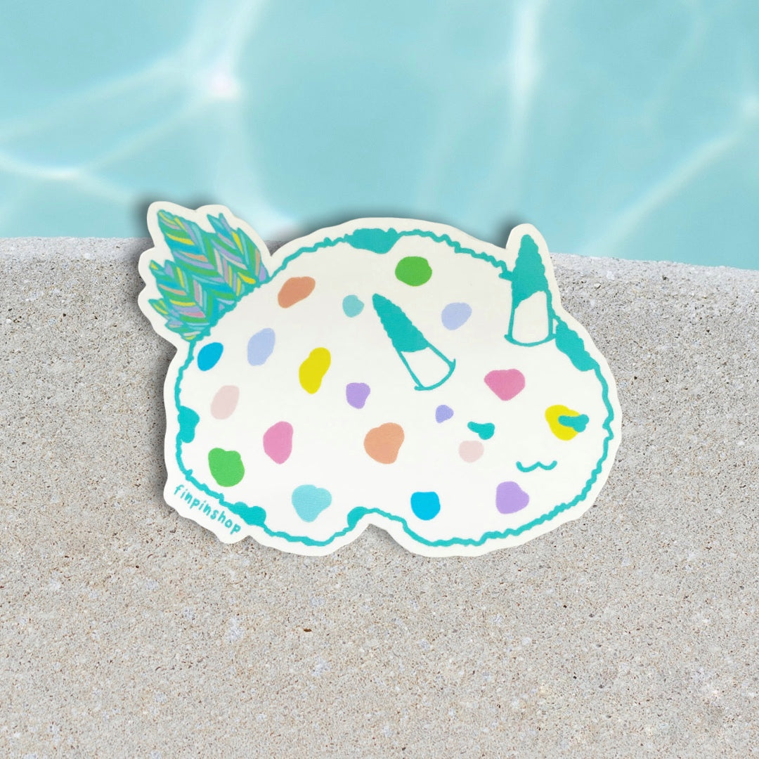 rainbow sassy sea bunny nudibranch sticker