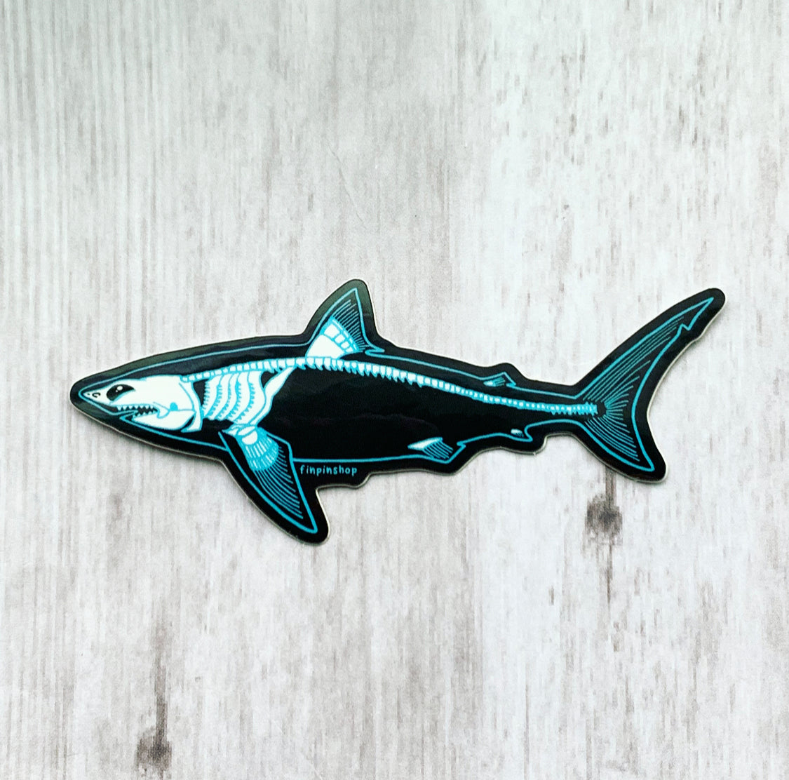 blue accent skeleton shark sticker