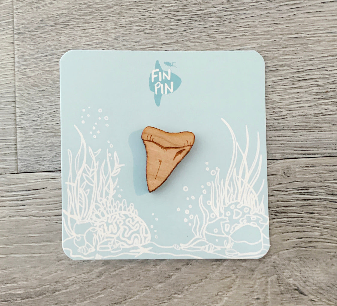 shark tooth eco-friendly wood pin small tooth (1 inch)