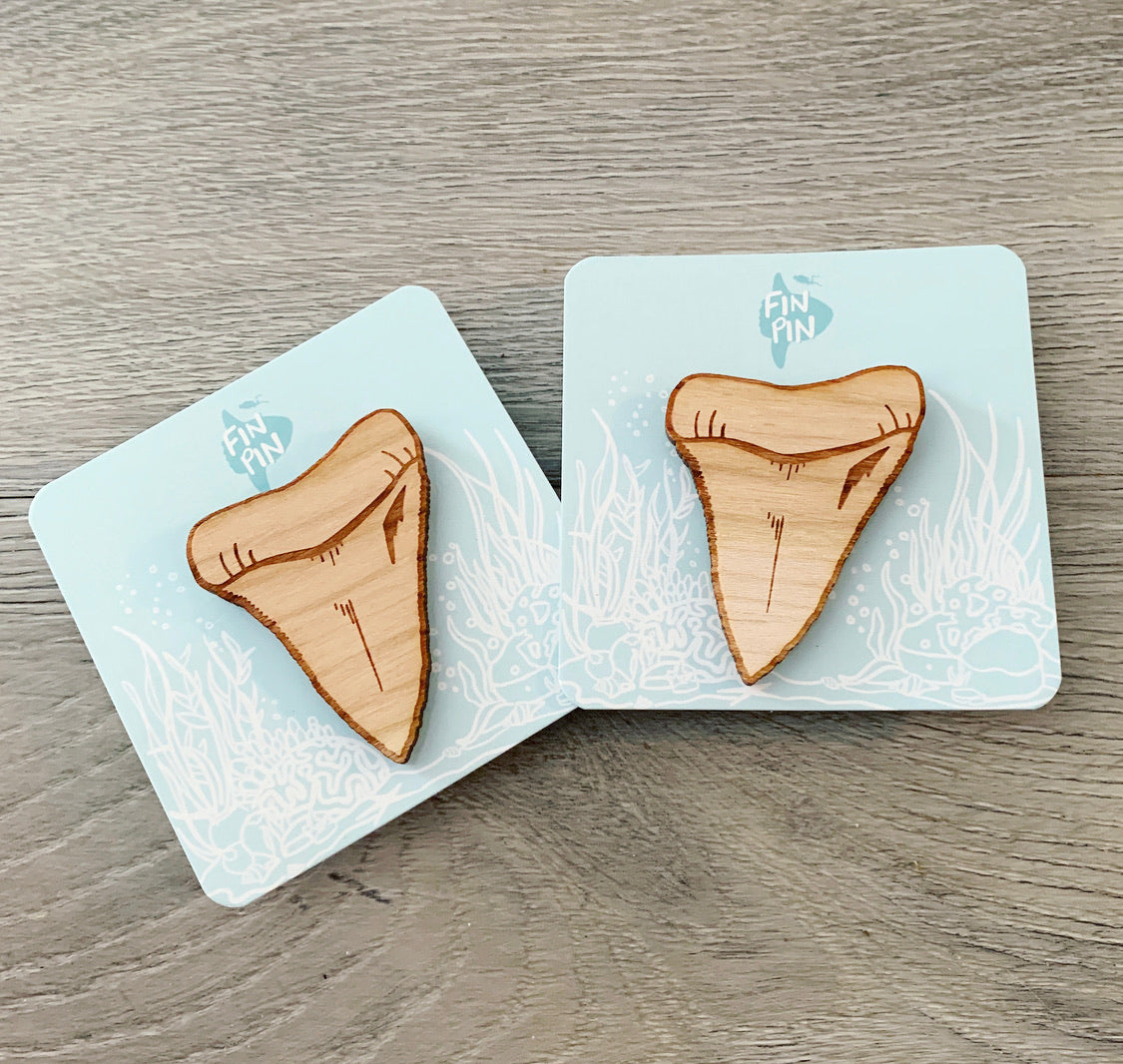 shark tooth eco-friendly wood pin