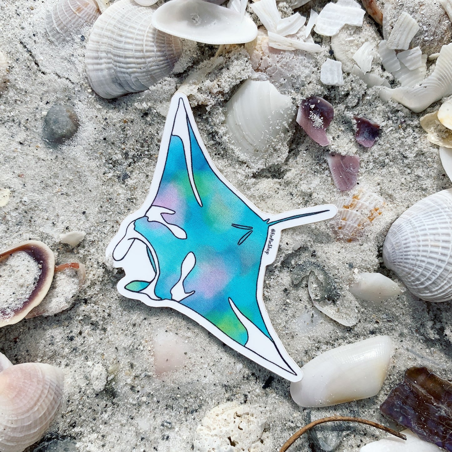 watercolor manta ray sticker