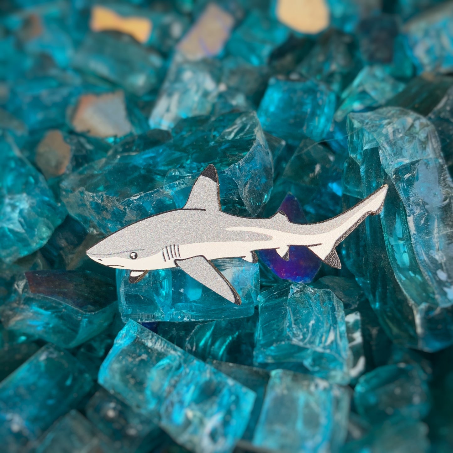 blacktip reef shark eco-friendly wood pin