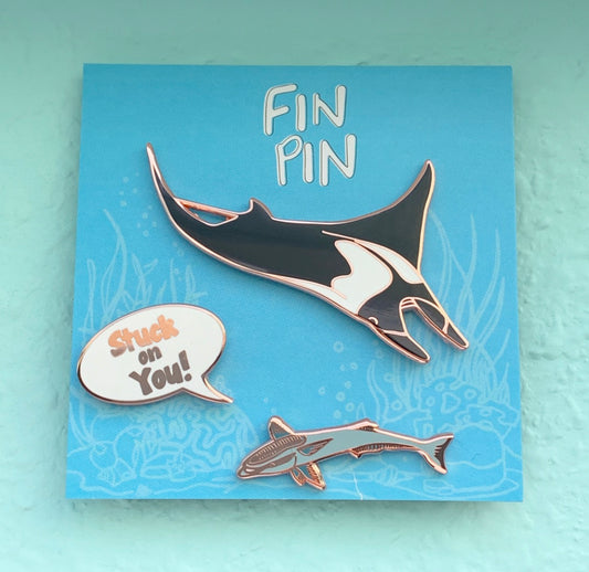 stuck on you! manta ray & remora pins